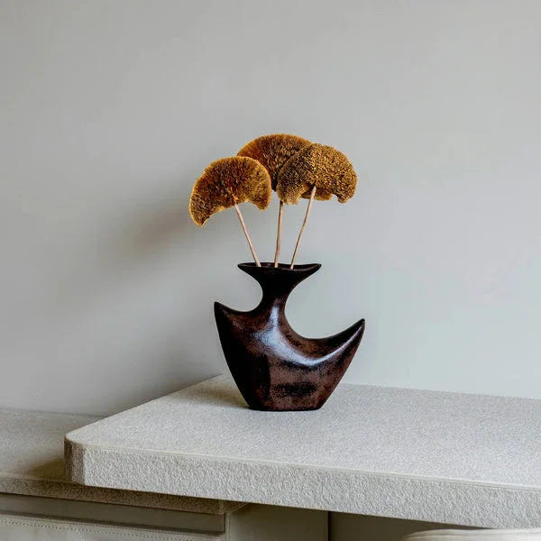 Flight of Prosperity Flower Vase | Dark Brown Aluminium Decorative Vase & Showpiece