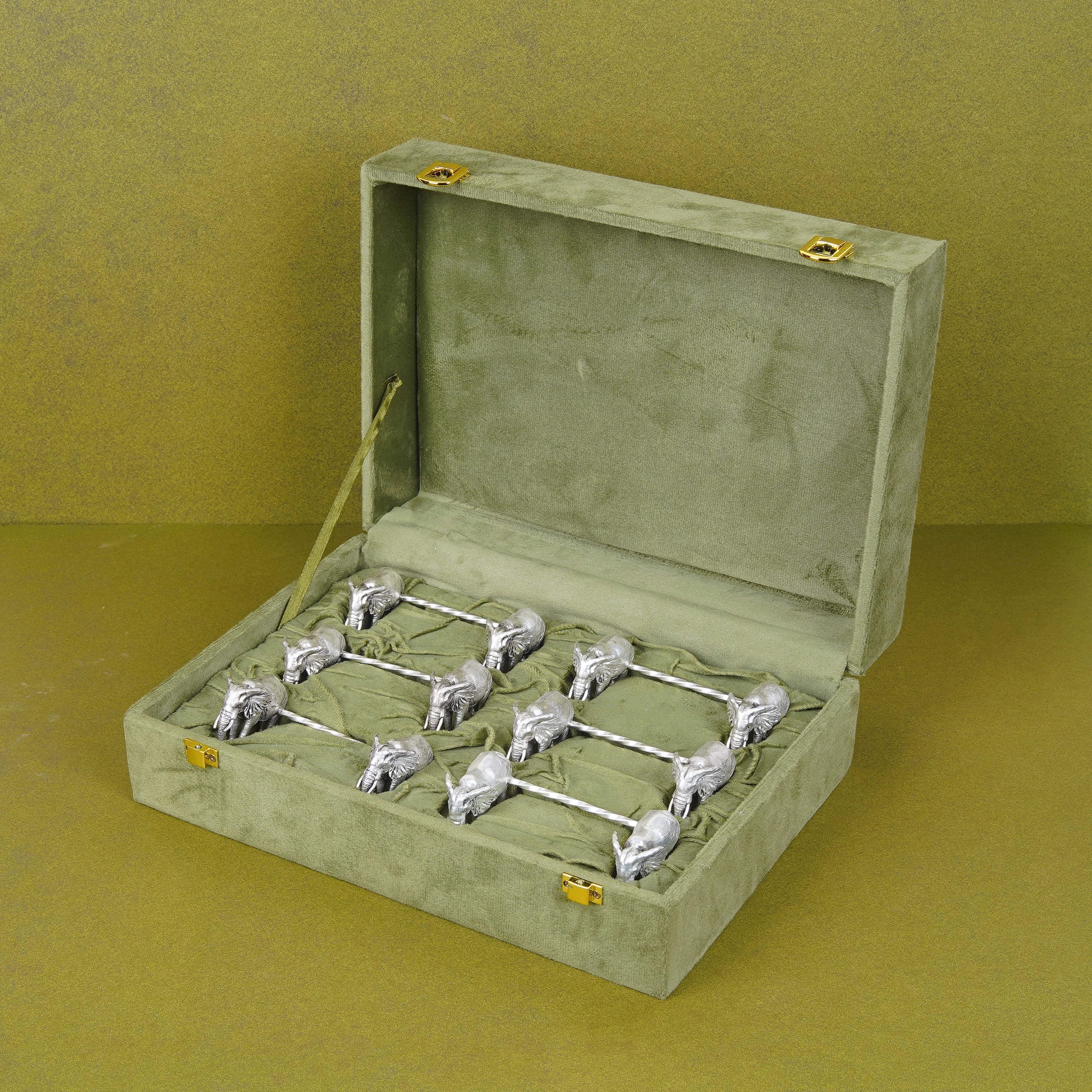 Silver Elephant Facing Front Spoon Rest
