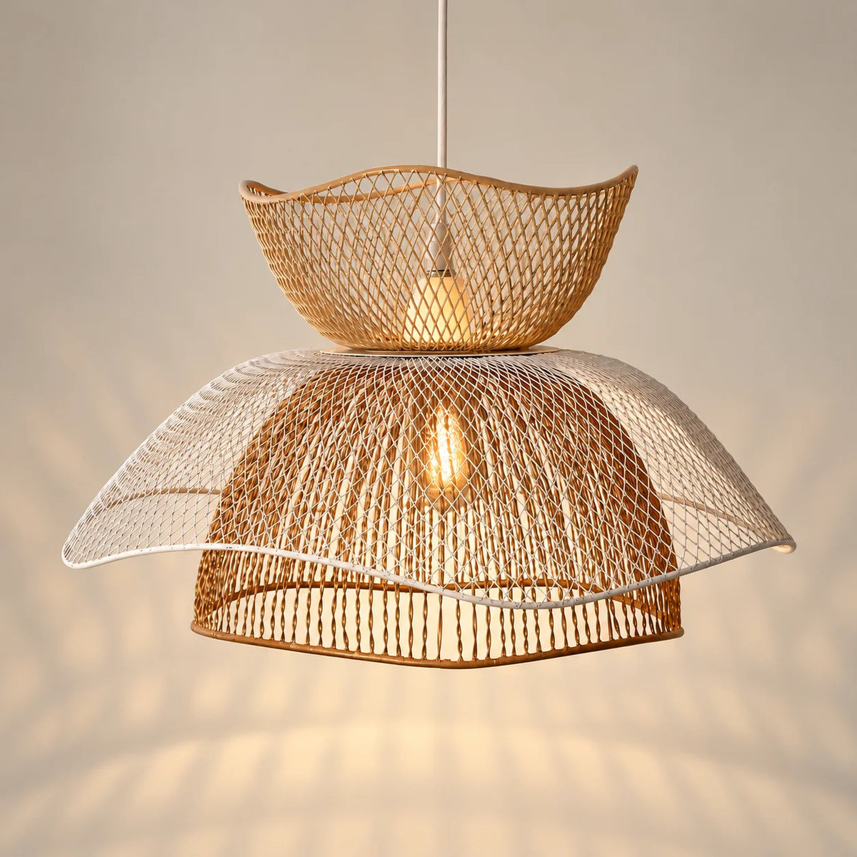 White & Golden Decorative Metallic Hanging Lamp Bloom  | Ceiling Light For Home Decor