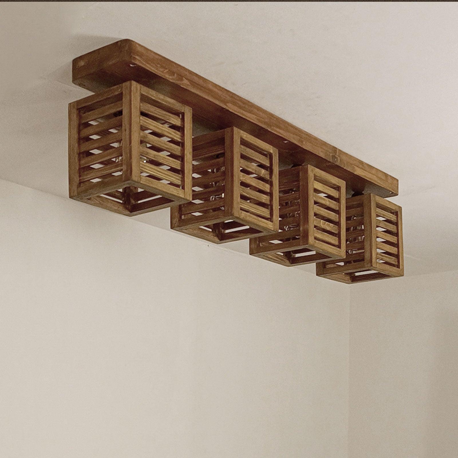 Lyon Brown Wooden 4 Series Ceiling Lamp