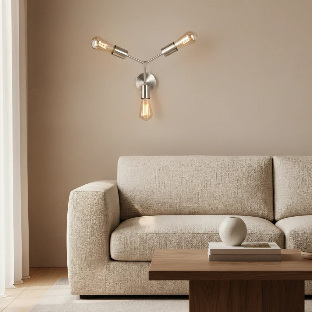 Salcia Silver Artsy Triple Wall light by Décor in Pewter Finish