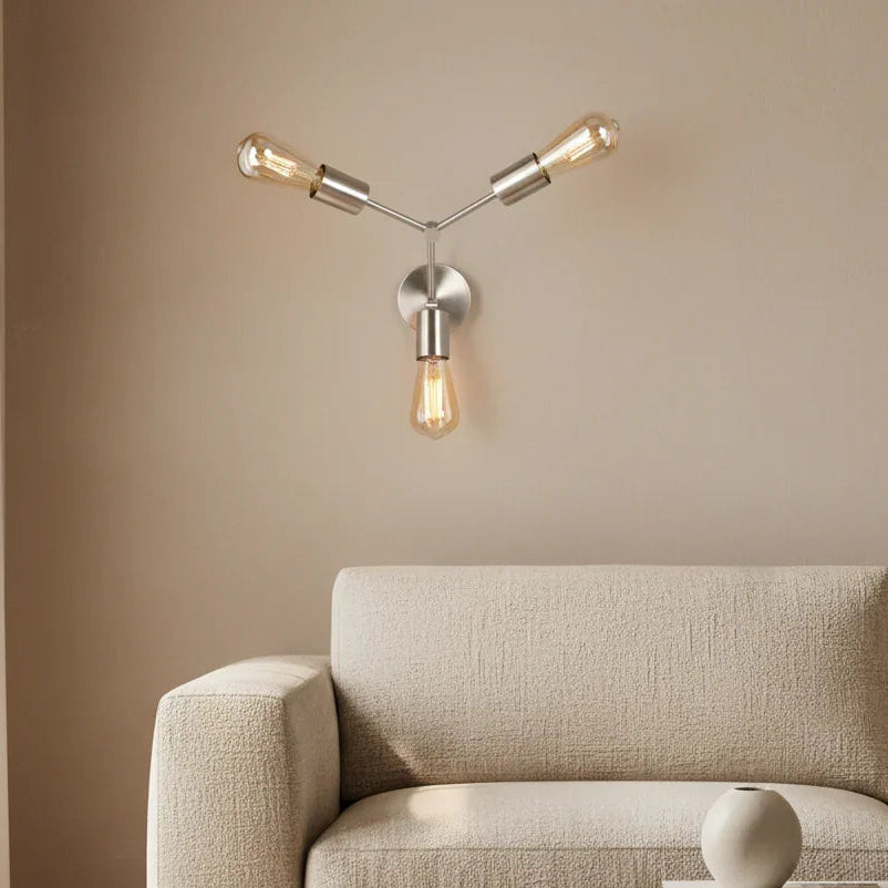 Salcia Silver Artsy Triple Wall light by Décor in Pewter Finish