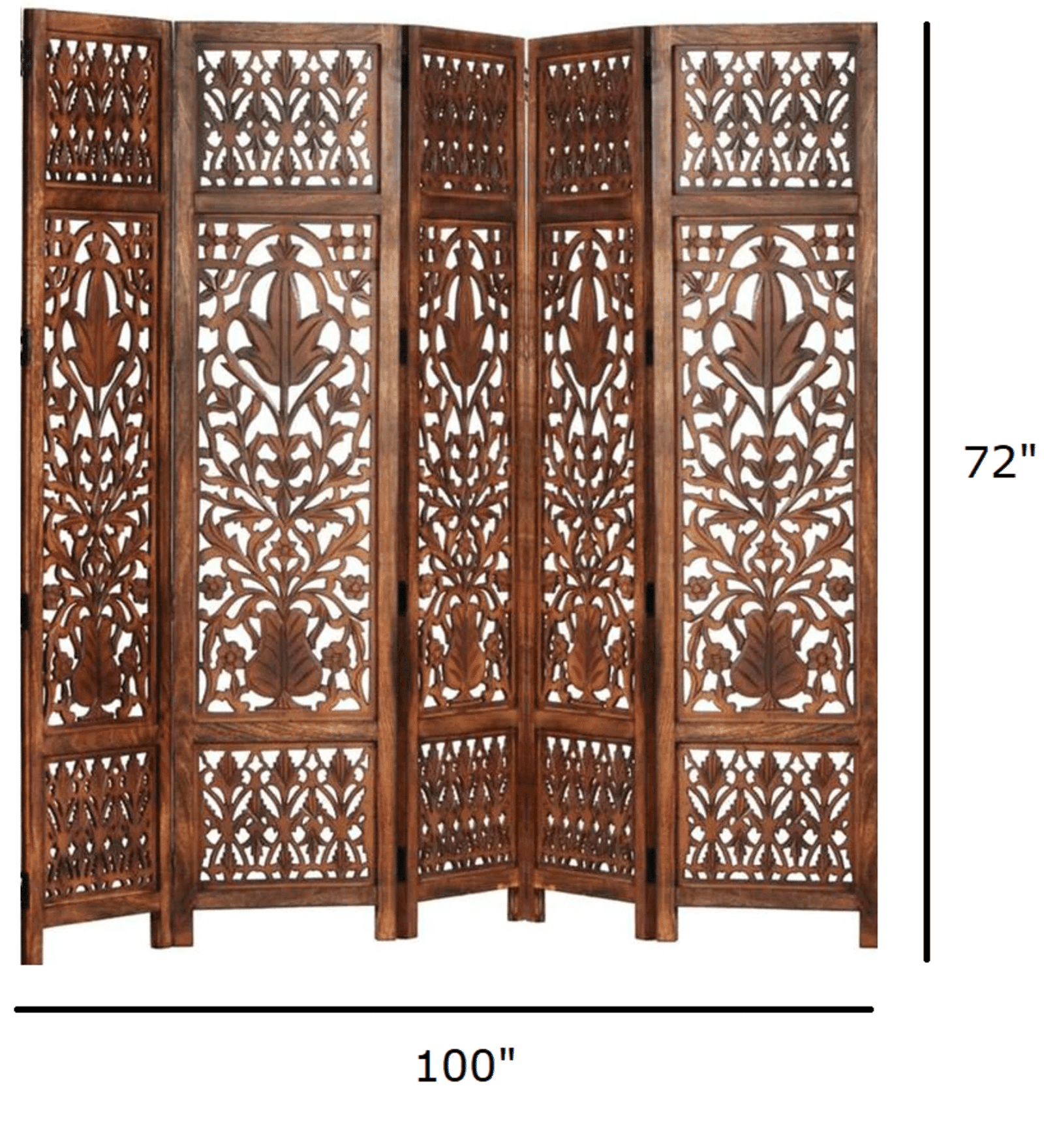 Hand Carved Mango Wood Folding Partition with MDF Jali