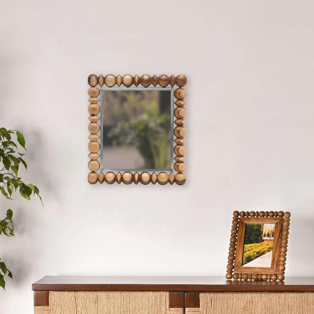 Levon Natural Teak Wood Wall Mirror | Rustic Wooden Mirror