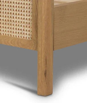Libra Teak Wood Rattan Bed