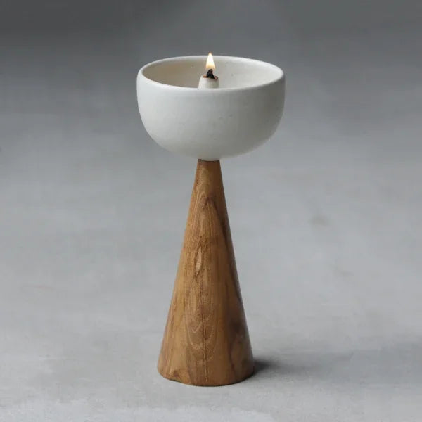 Urban Tweeter Oil Lamp | Handcrafted Decorative Stoneware & Wooden Oil Lamp for Home Decor