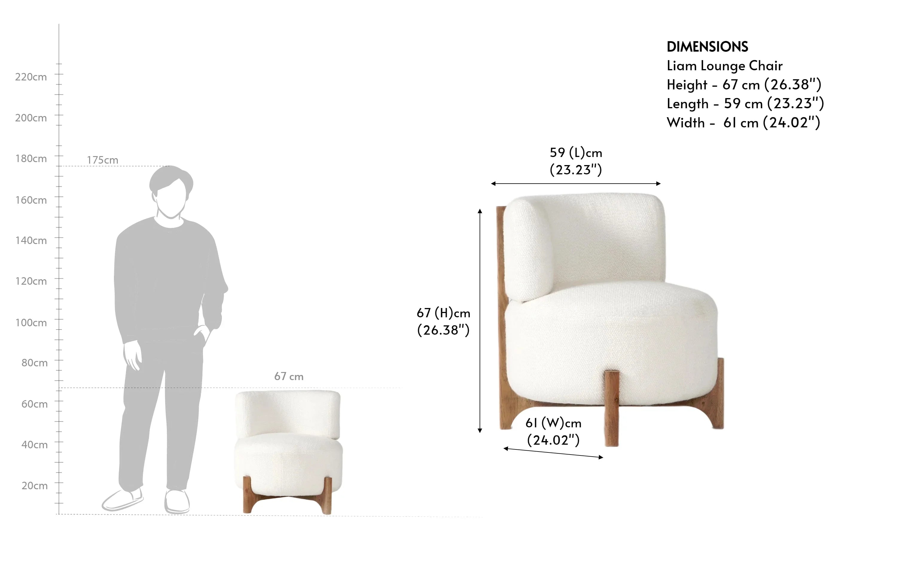 Liam Lounge Chair | Acacia wood and Upholstery