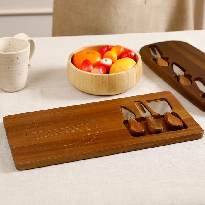 Wooden Cheese Board With Knife Set