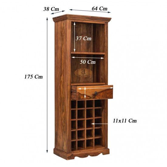 Tallboy Storage Wine Rack | Bar Cabinet | Bar Unit In Honey Finish