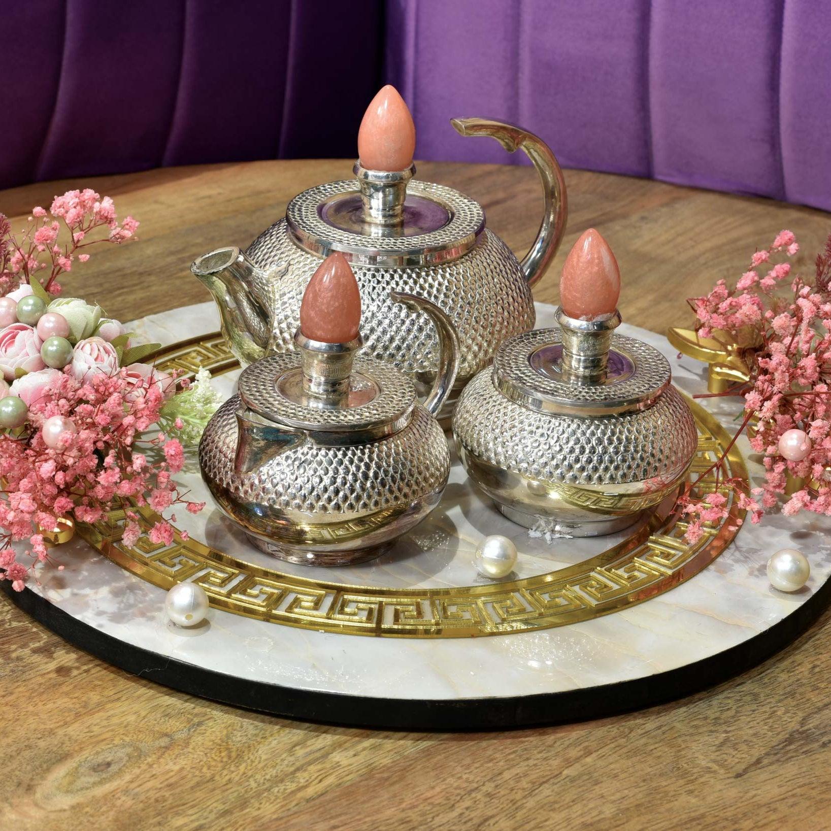 3 piece Tea set with Pink Precious knob