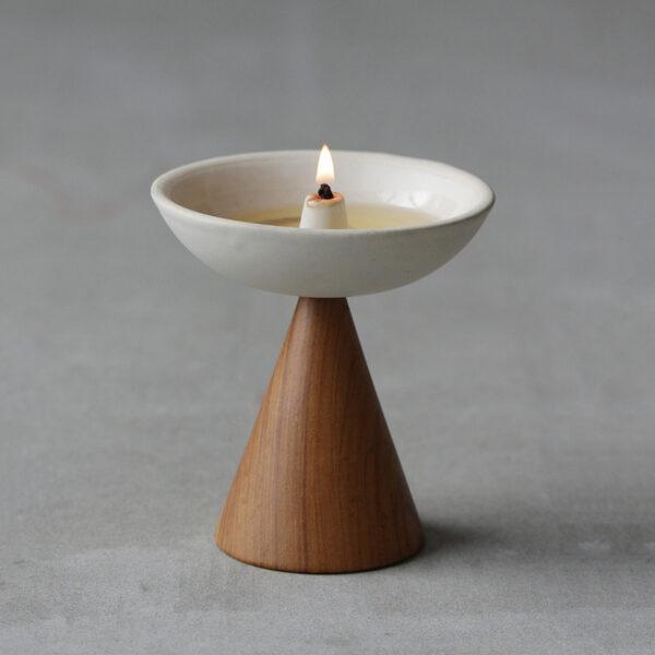 Urban Tweeter Oil Lamps Set | Stoneware and Hardwood Lamps for Dining & Home Decor