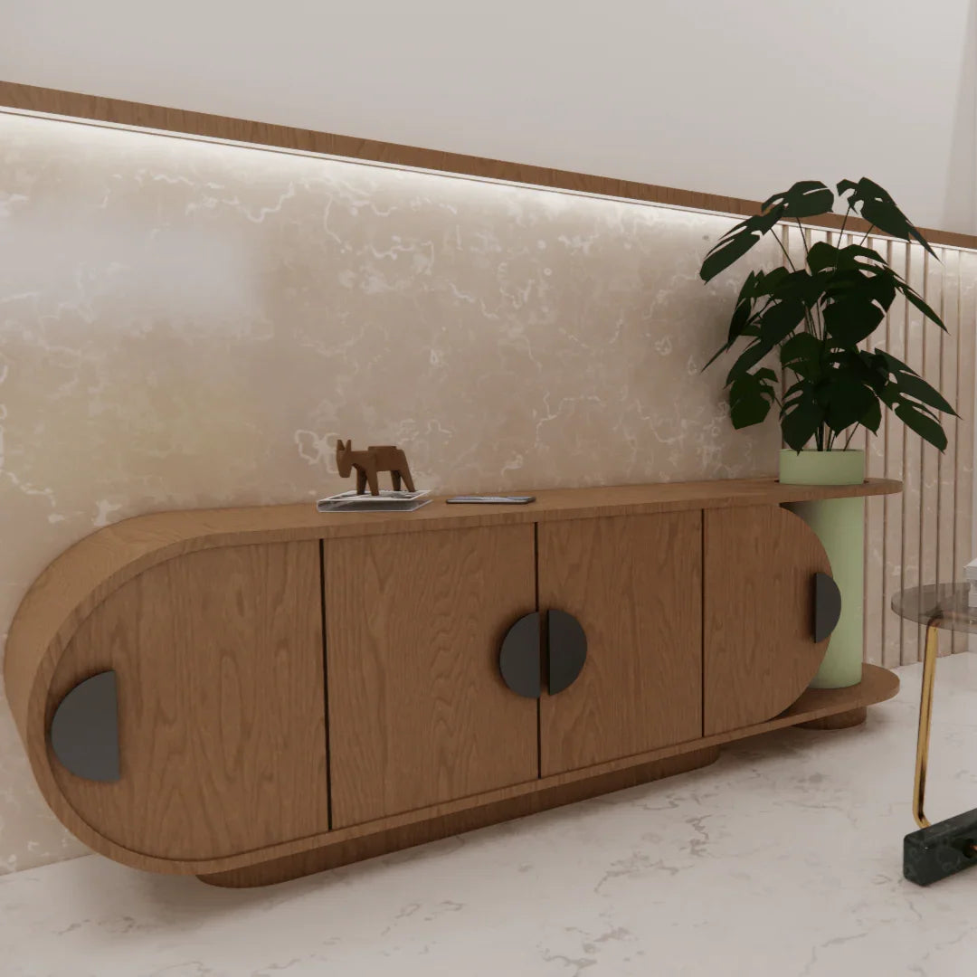 Oblong Teak Wood Console Table | Reclaimed Wood with Planter Hole | Entryway Table for Living Room