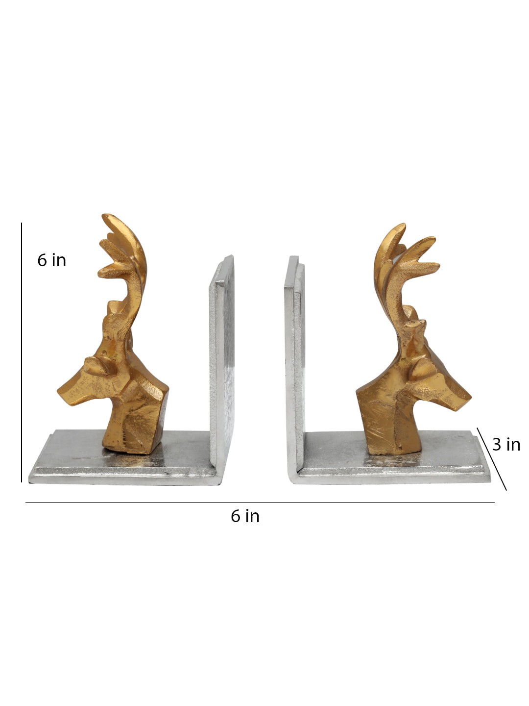 Silver Deer Antler Bookends | Decorative Book Holders for Elegant Bookshelf Décor