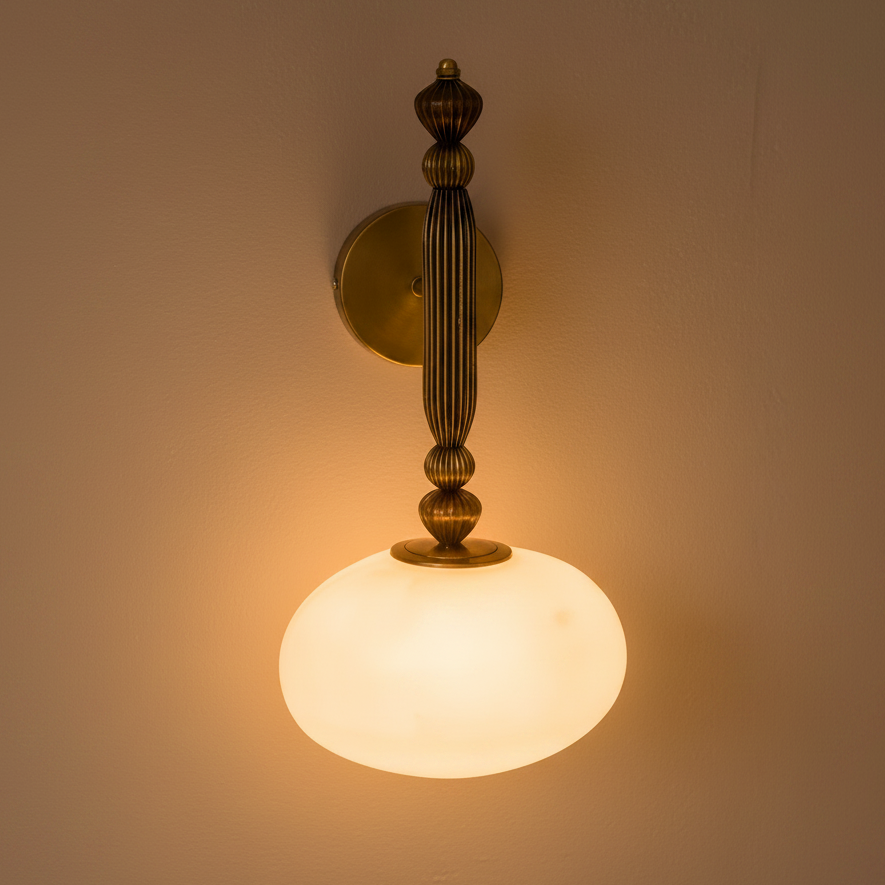 Antique Brass Frosted Glass Wall Lamp | Designer G9 Wall Sconce