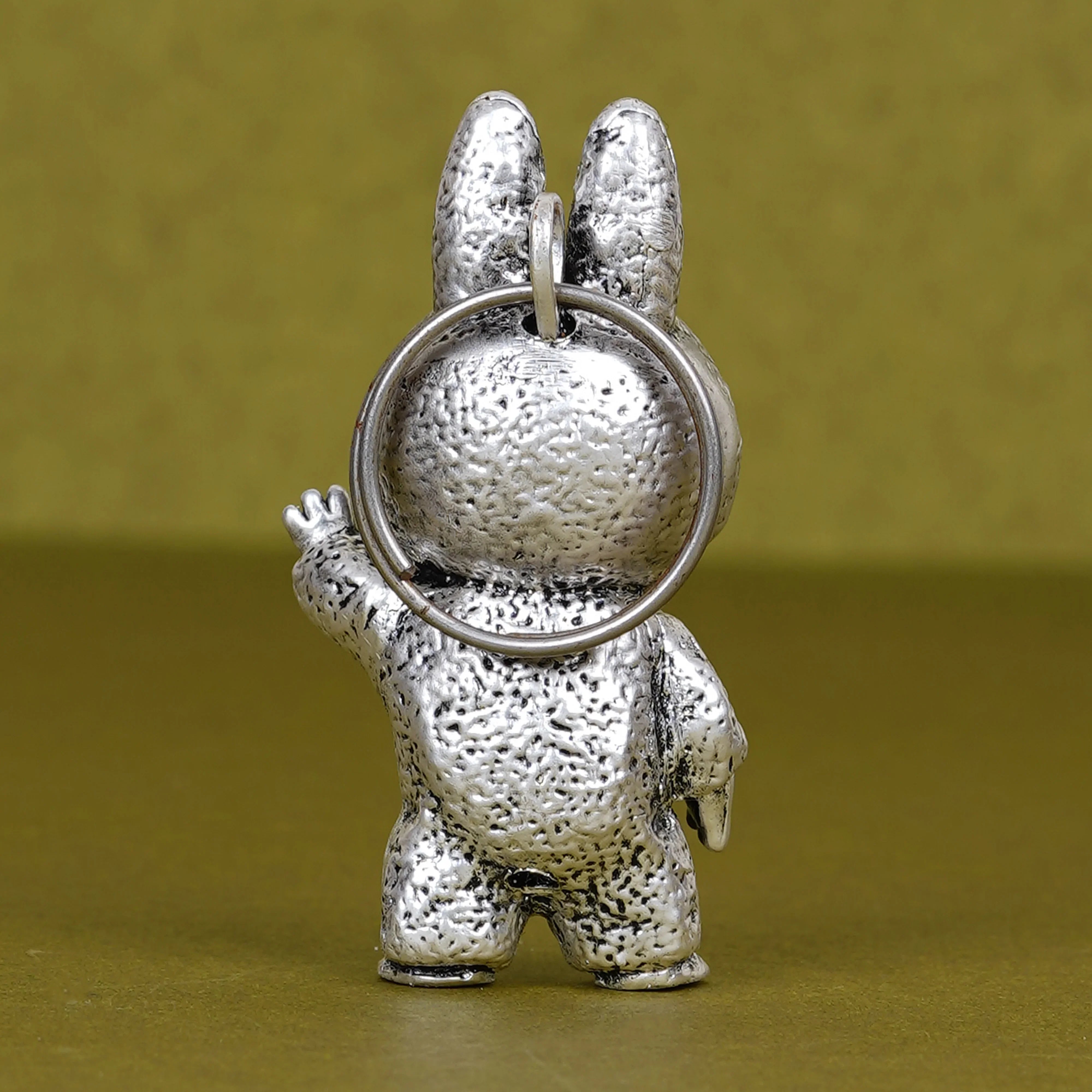 Elegant Labubu Silver-Plated 3D Keychain