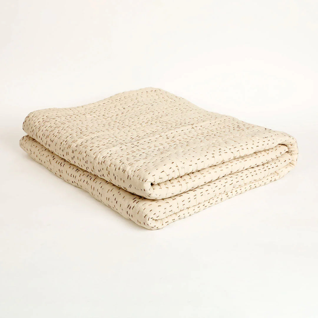 Ashen Pearl Kantha Quilt