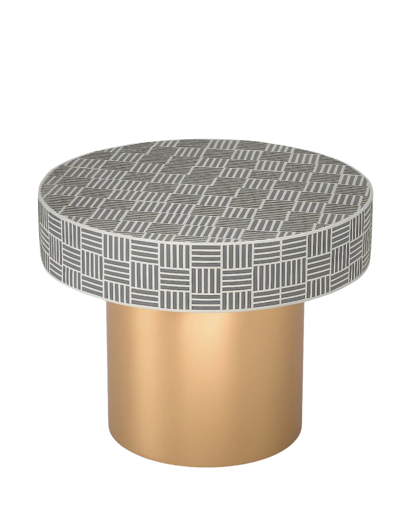 Handcrafted Inlay Round Accent Side Table