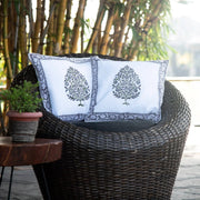Hand block Printed Cushion Covers - Set of 2 ( Purple and White )