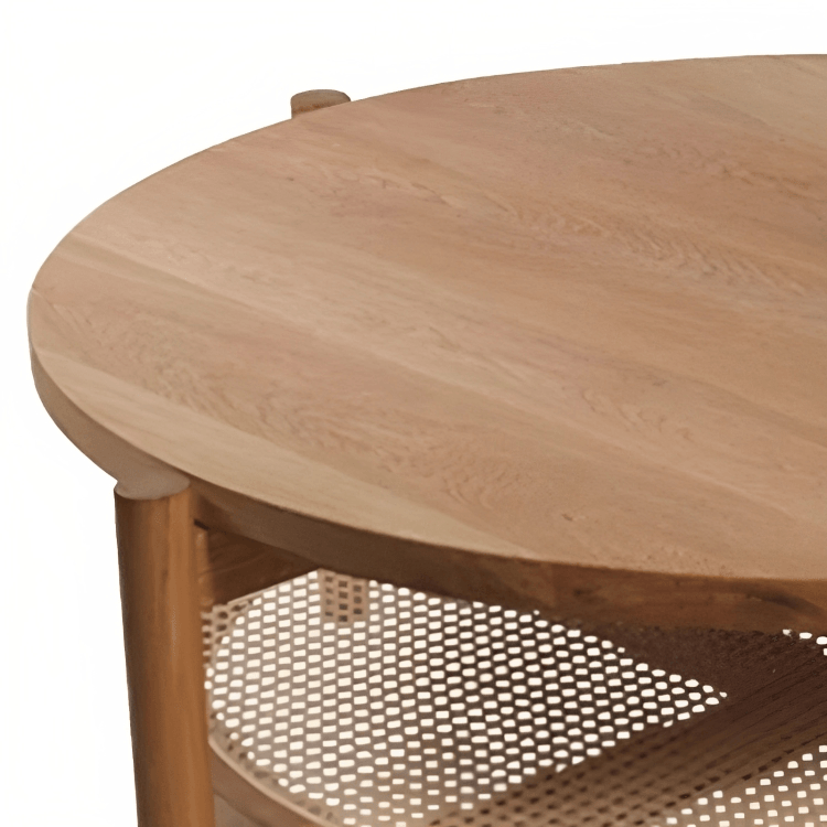 Meraki Solid Mango Wood Rounded Coffee Table for Living Room | Wooden Center Table