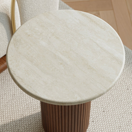 Lina Wood Marble Side Table