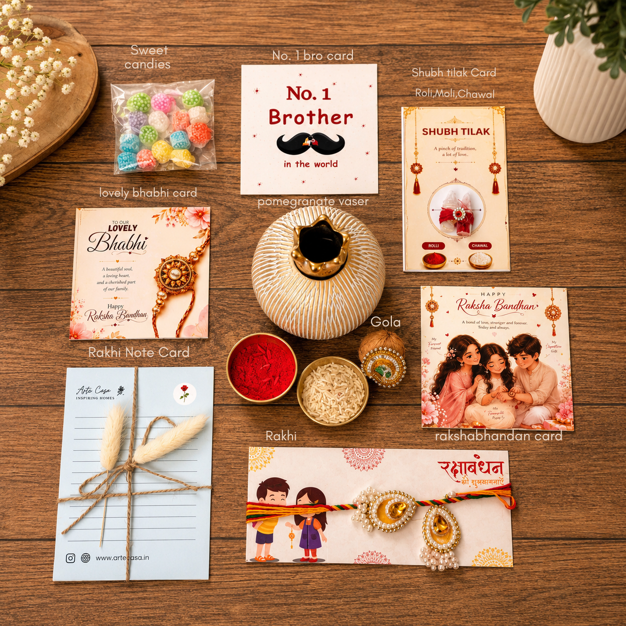 Ivory Pomegranate Rakhi Gift Hamper