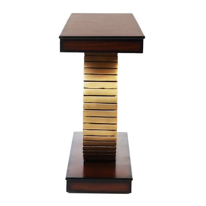 Goldark Solid Wood Console Table (Brown Gold)