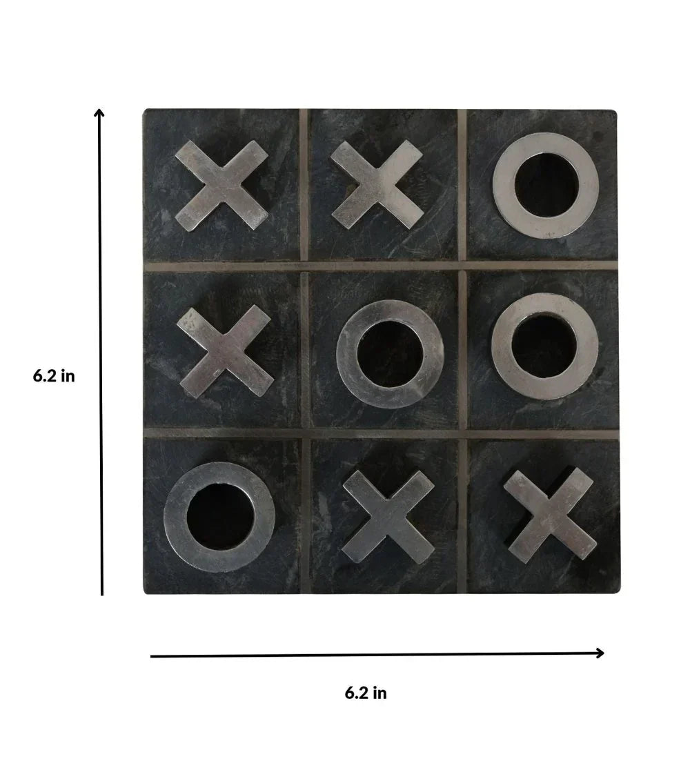 Luxury Black Marble Tic Tac Toe Game | Handcrafted Tabletop Decor & Office Desk Accessory