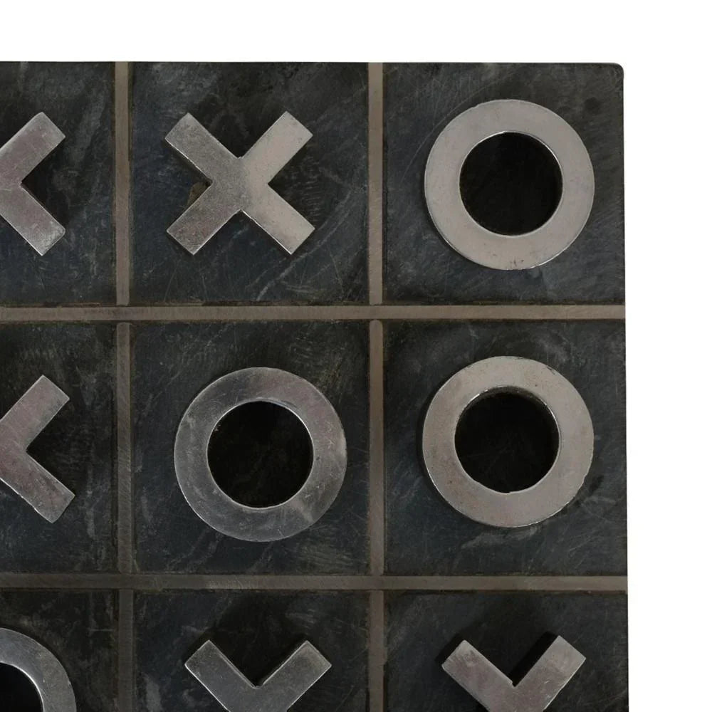 Luxury Black Marble Tic Tac Toe Game | Handcrafted Tabletop Decor & Office Desk Accessory