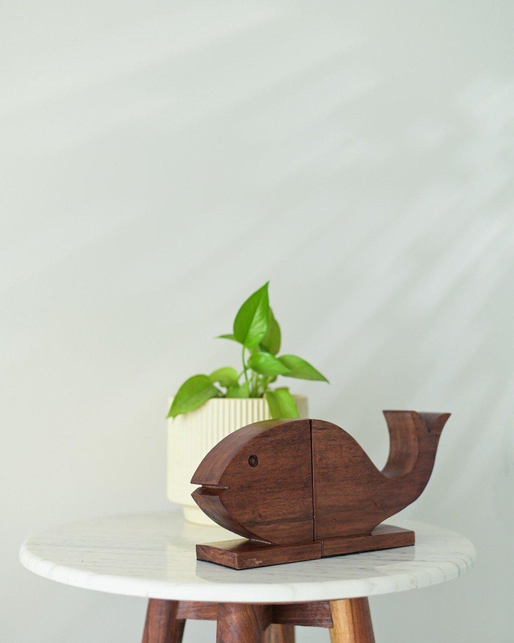 Fish Bookends for office | Unique Wooden Book Stopper | Decorative Bookends