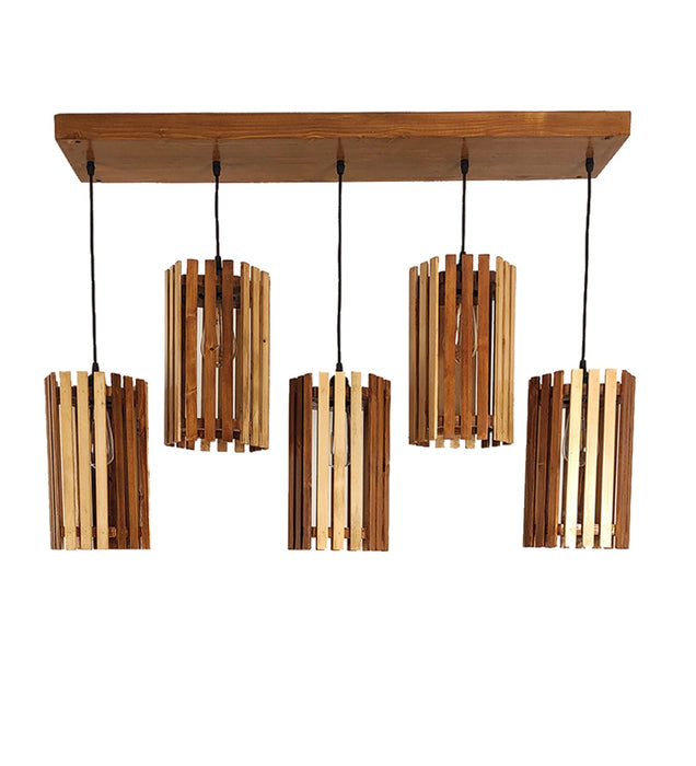 ⁠Hexa Wooden 5 Series Hanging Light
