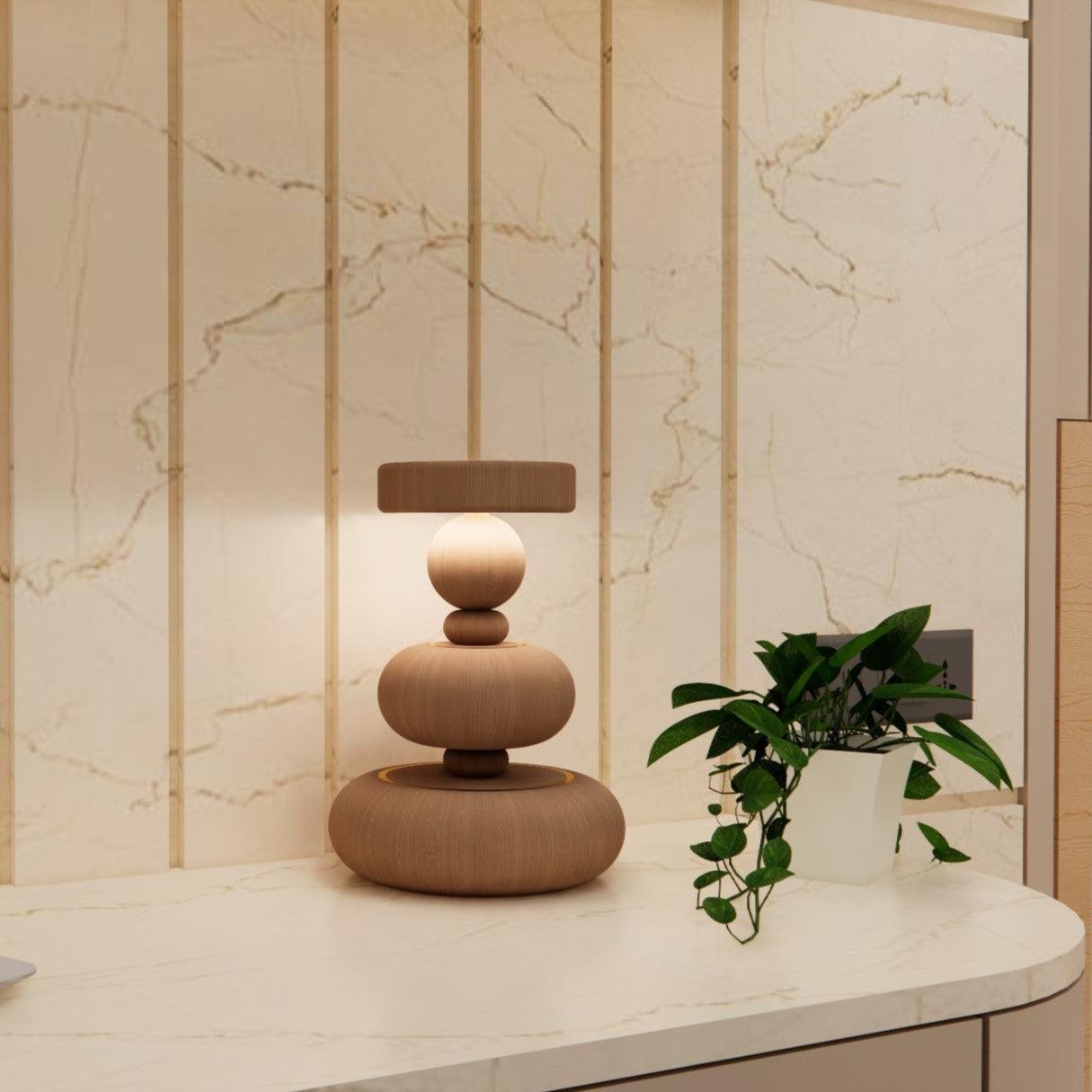 Aikya Table Lamp | Tea Wood Table Lamps for Living Room | Designer Night Lamp