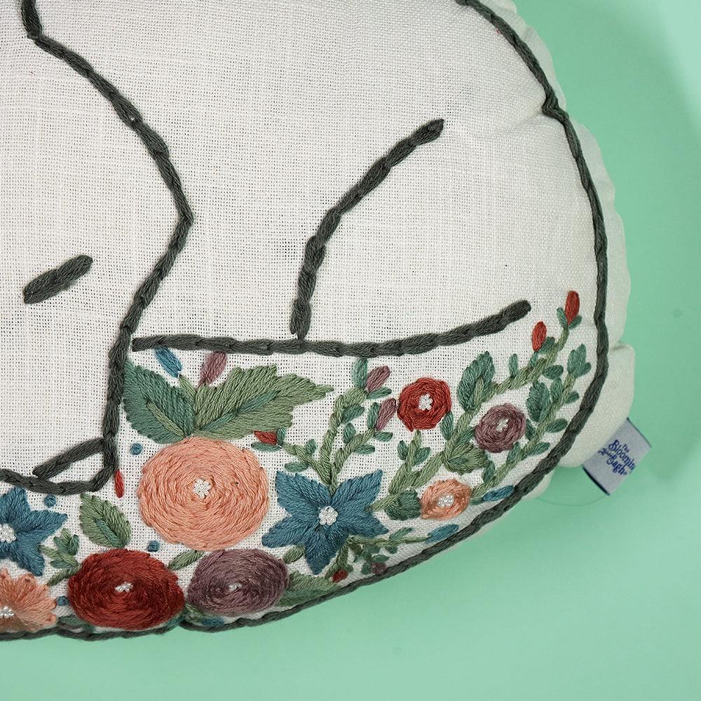 Fantastic Mr. Fox Shaped Pillow | Hand Embroidered Cotton Cushion | Kids Room Decor Cushion - 1 Pc