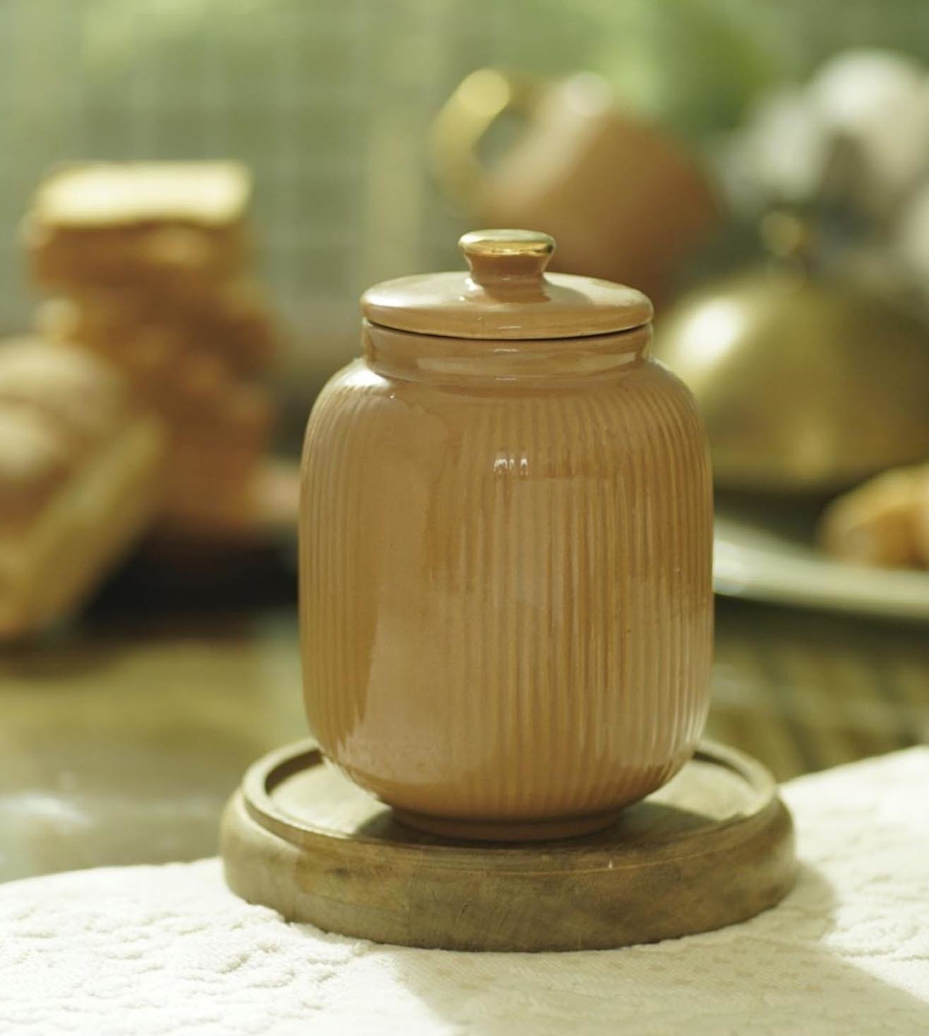 Baardez Ceramic Biscuit Jar With Lid | Tea & Sugar Storage Container