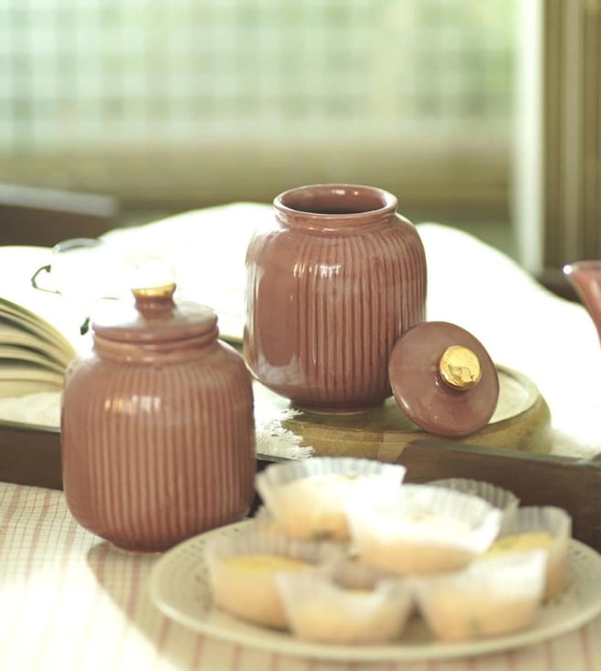 Cheapora Pink Ceramic Jam Jars | Multipurpose Storage Container For Kitchen & Dining Table -  BUY 1 GET 1 FREE