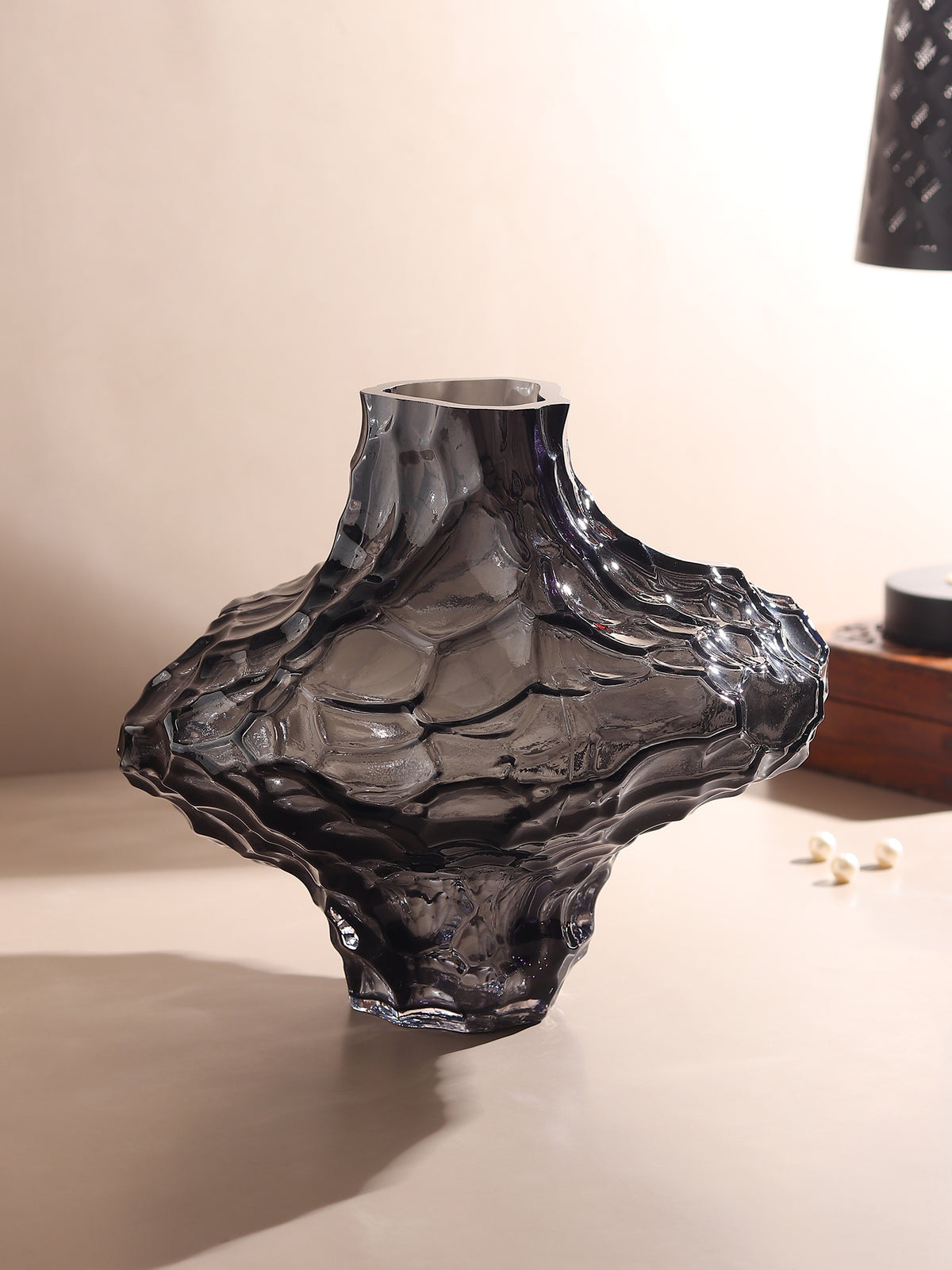 Magma Rise Black Crystal Vase — Large