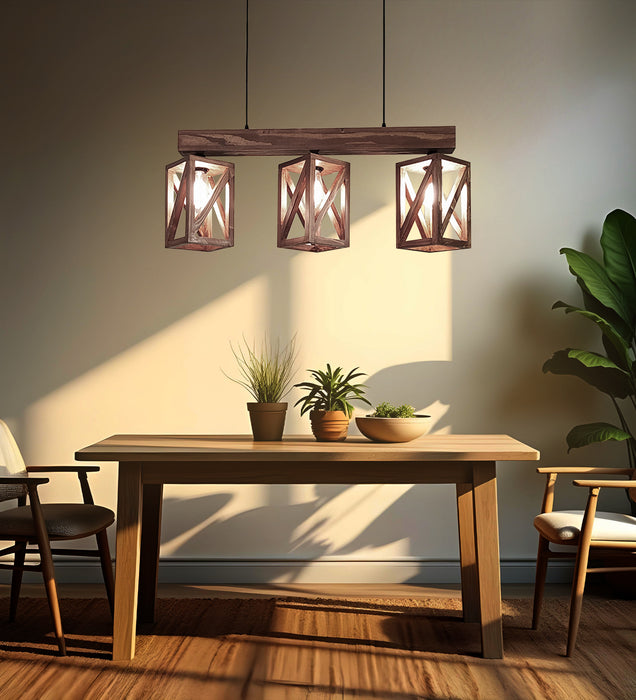 Symmetric Wooden 3 Series Hanging Lamp