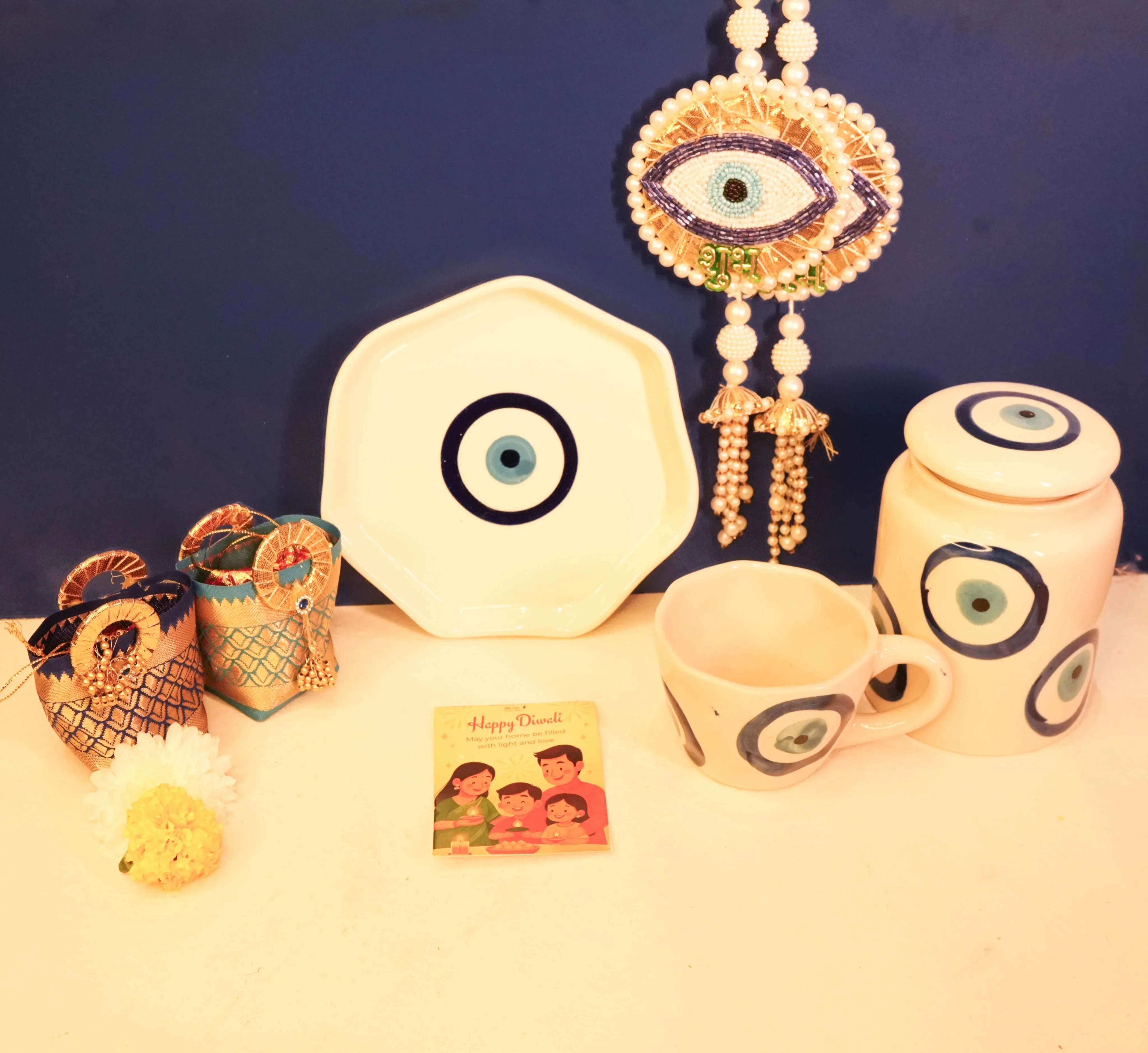 Nazar Suraksha Evil Eye Breakfast Set | Cup & Plate Diwali Gift Box