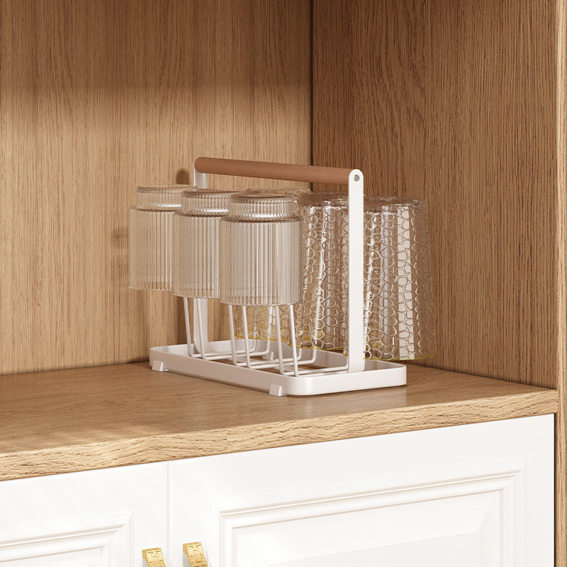 Wooden Handle  Glass Holder with Water Tray