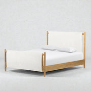 Fredrick Solid Teak Wood And Fabric Upholstery King Size Bed