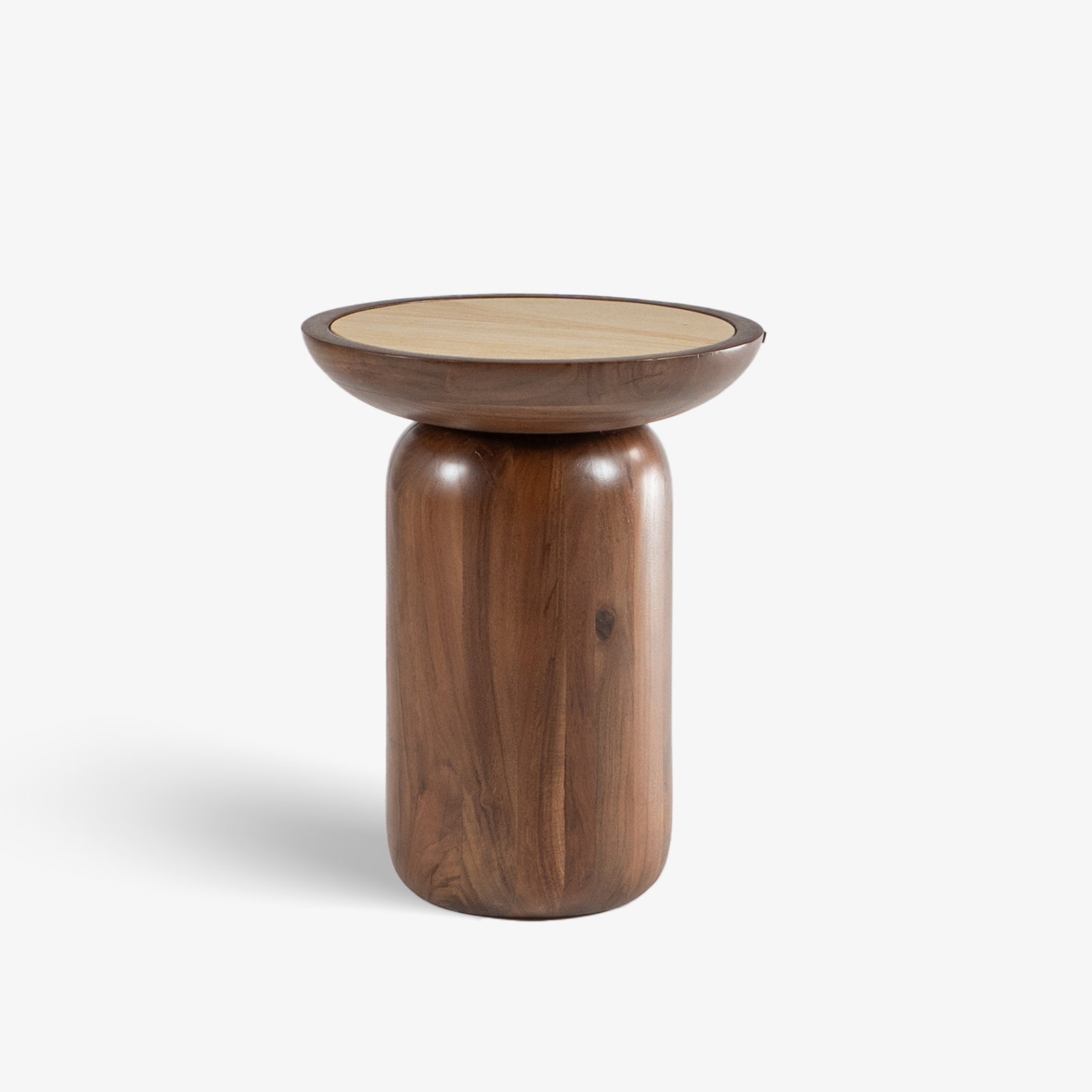 Lusso Premium Side Table | Acacia Wood & Botticino Marble End Tables for Living Room