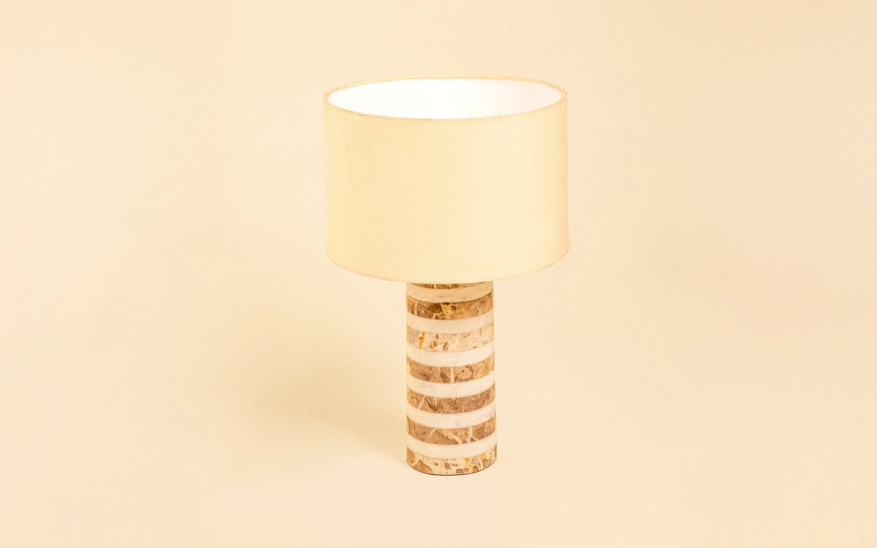 Marbella cyclinder Table Lamp | Marble, mild steel and cotton fabric shade