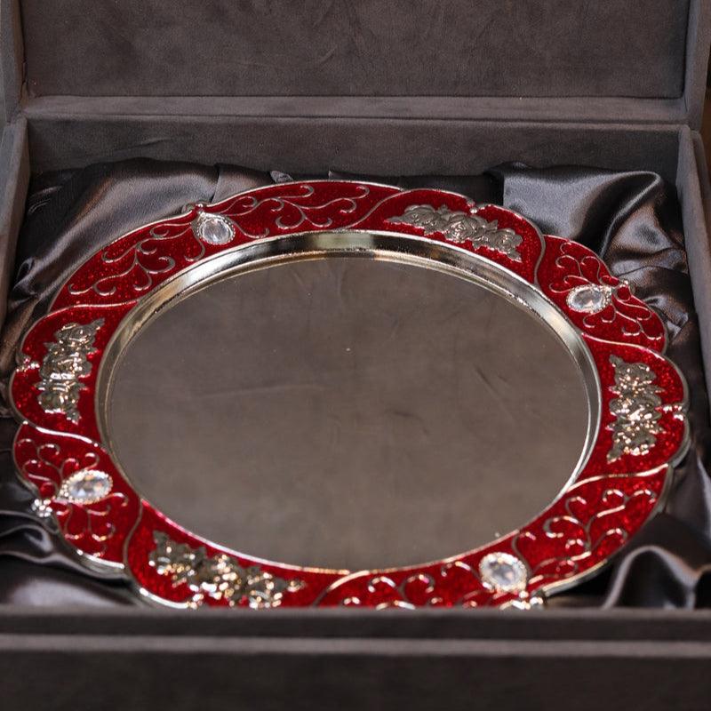 Red Meena round Tray
