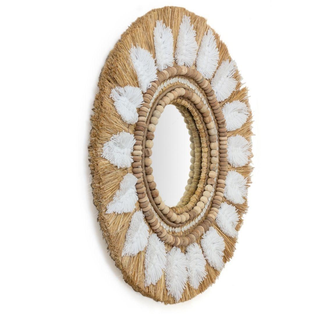Meadow Embellished Moonjh Grass Decorative Mirror | Rustic Boho Mirror