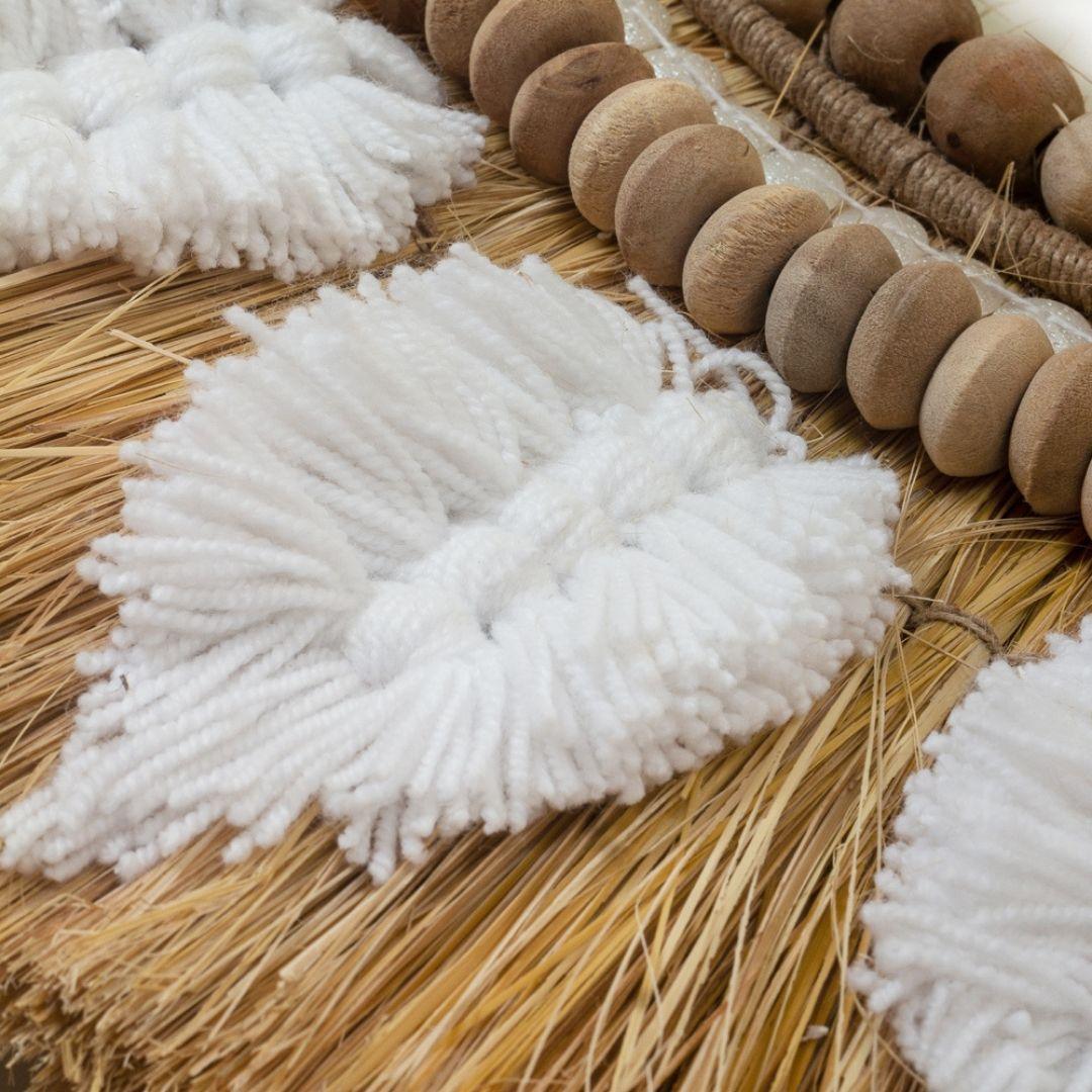 Meadow Embellished Moonjh Grass Decorative Mirror | Rustic Boho Mirror