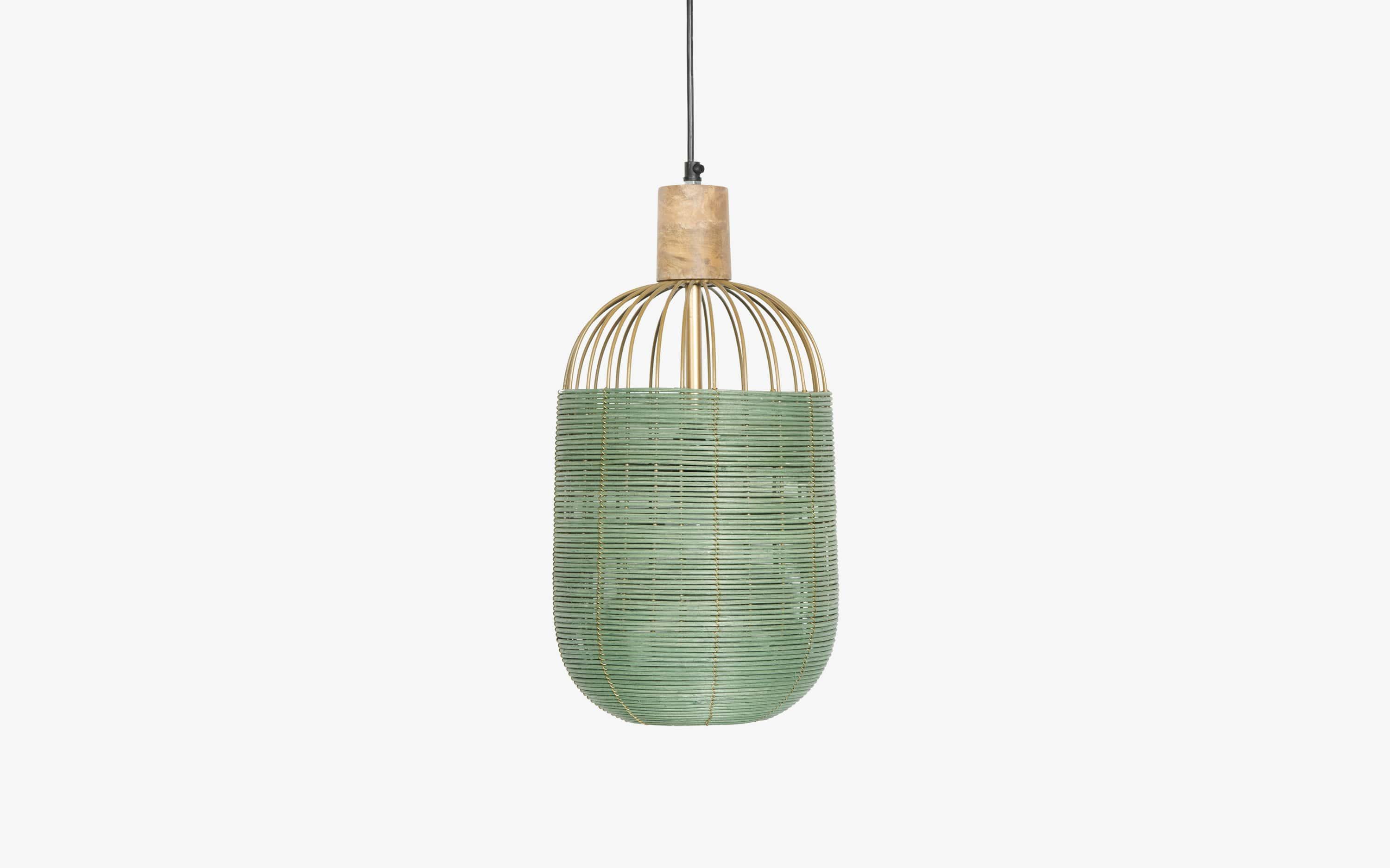 Henka Green Hanging Lamp Tall | Green Pendant Ceiling Lights