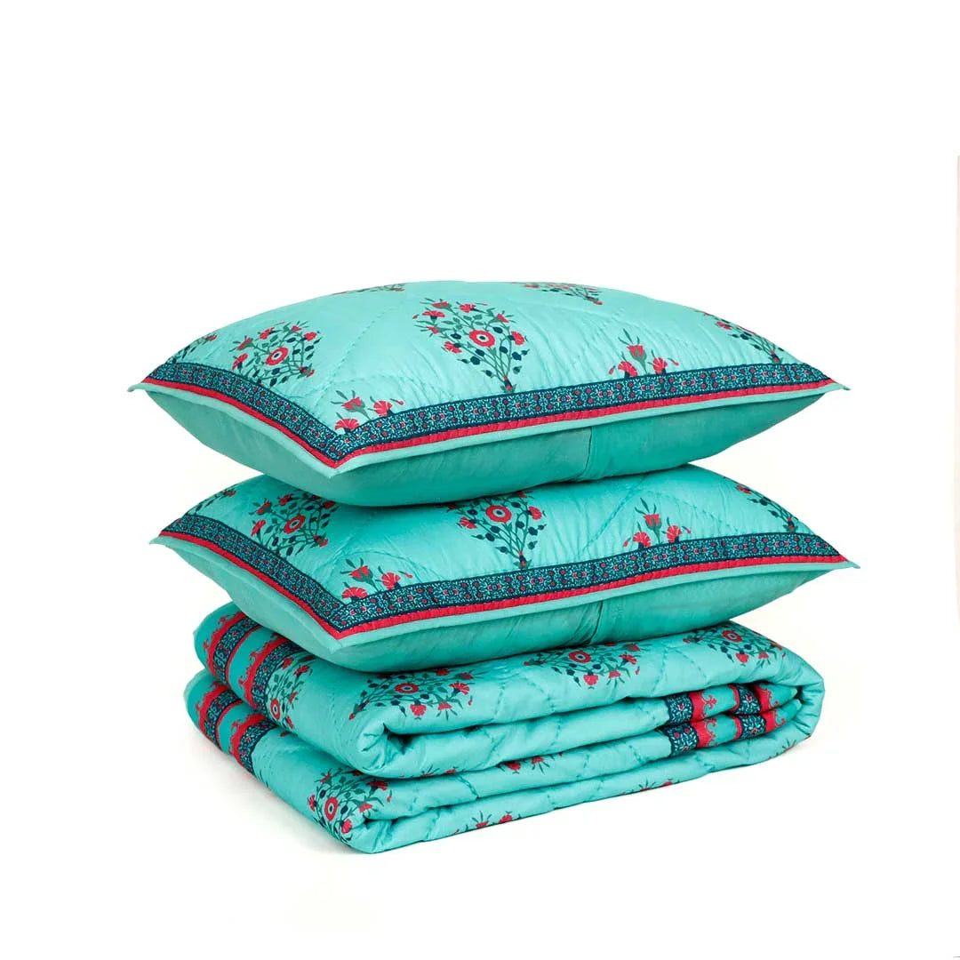 Erica Green Quilt With Sham Set