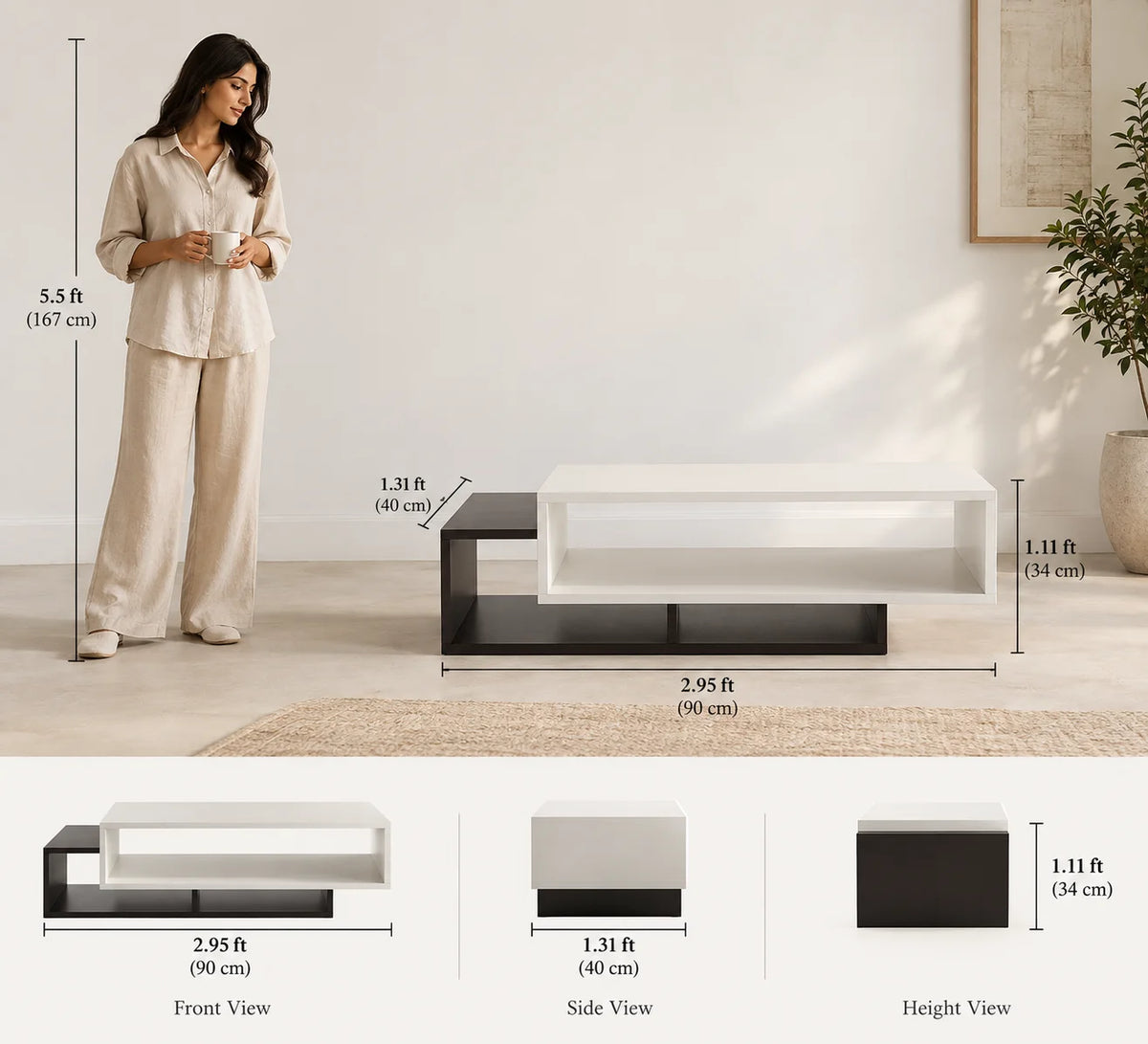 Coffee Table for Living Room with Storage Shelf - Pearson