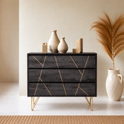 Toriri Solid Mango Wood Chest Of Drawers In Rustic Black Finish