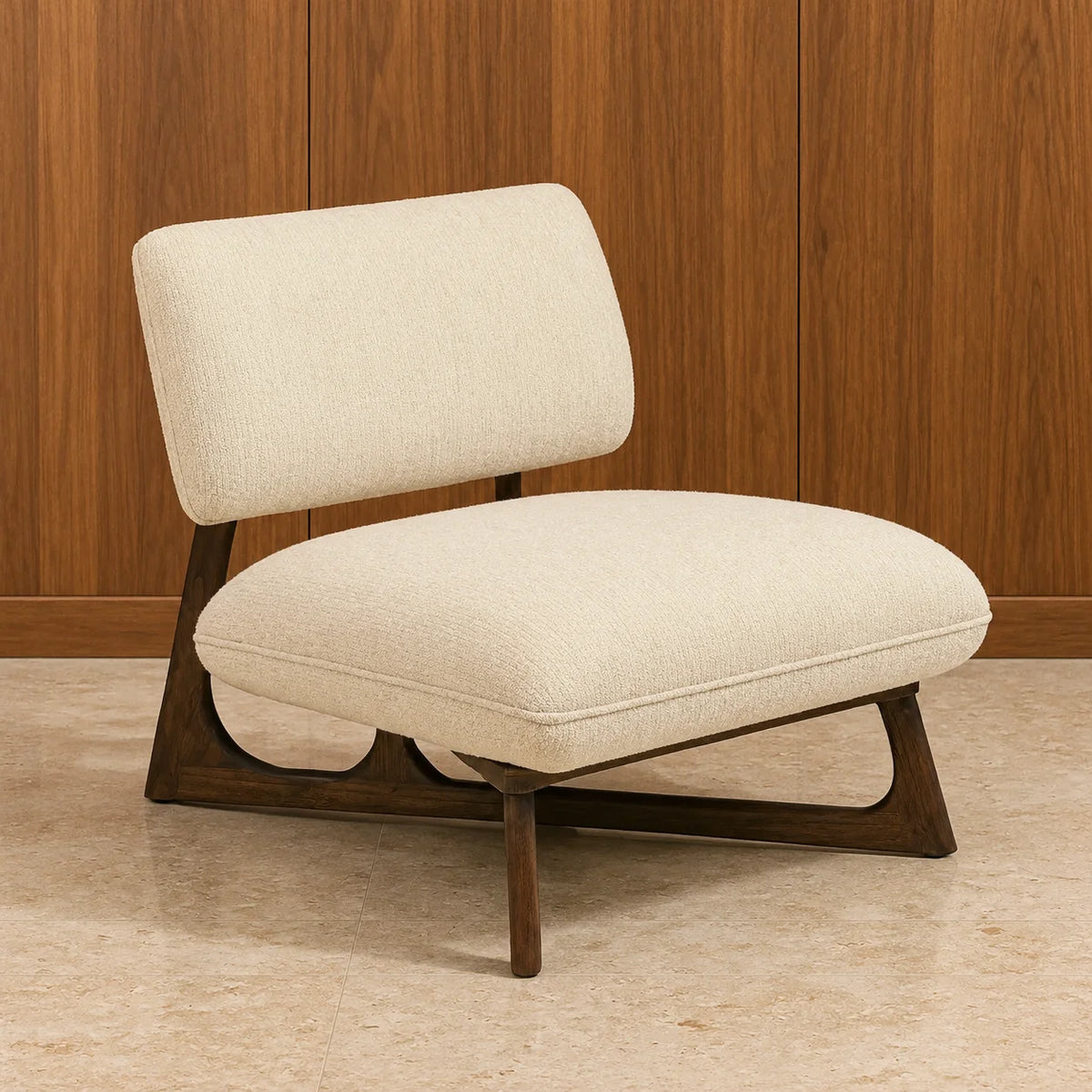 Arco Solid Teak Wood & Fabric Upholstery Armchair