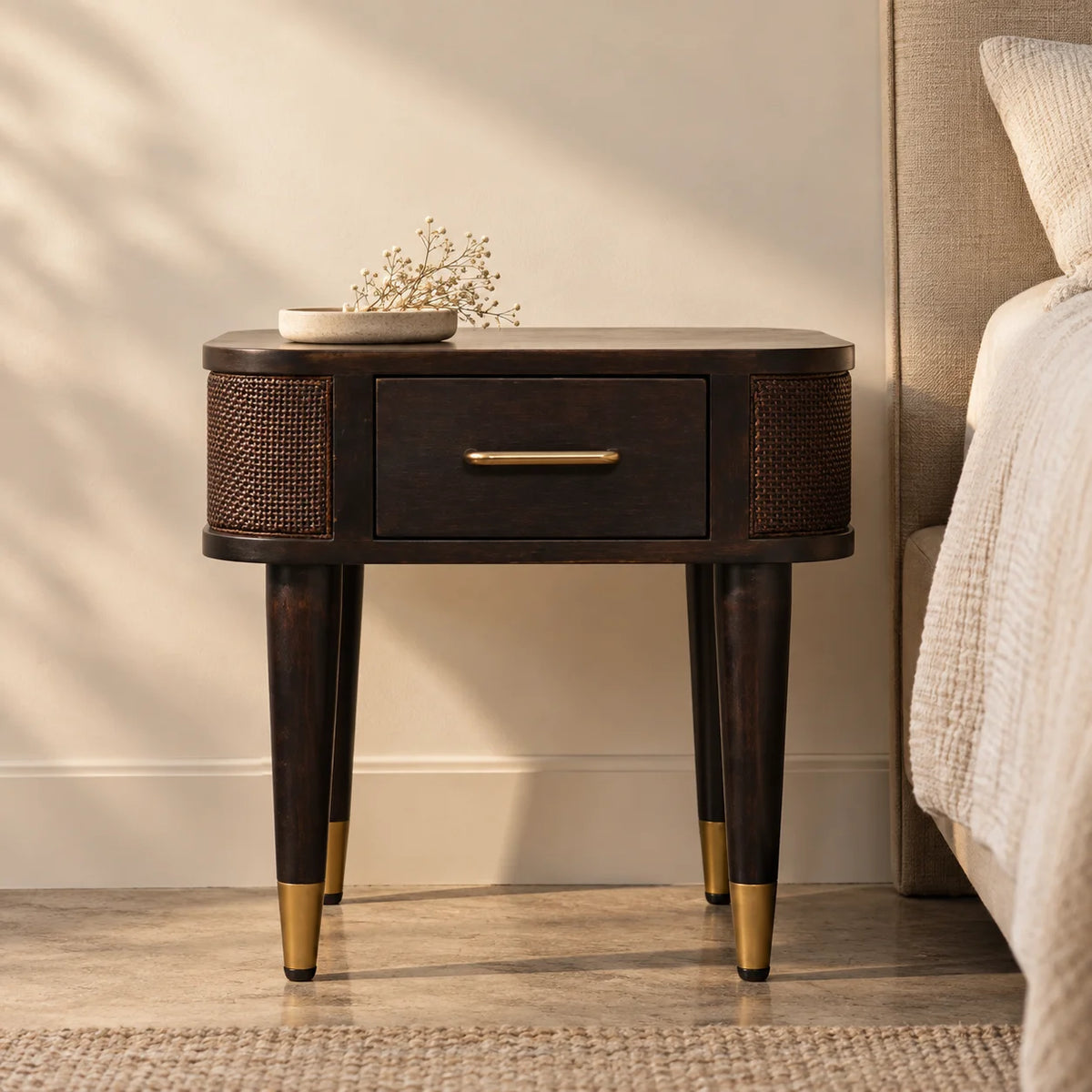 Belmont Solid Mango Wood Bedside Table | Bedroom Side Table